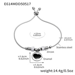 Enamel Heart Sliding Chain Bracelet