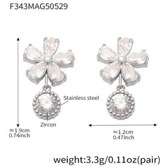 Cubic Zirconia Flower Drop Earrings