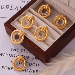 Stone-Accent Circular Drop Earrings