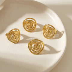 18K Gold-Plated Sculptural Openwork Ring Designs