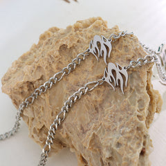 Silver-Tone Flame Motif Chain Necklace