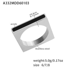 18K Gold-Plated Rectangular Enamel Ring