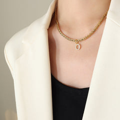 Cubic Zirconia Initial Letter Chain Necklace