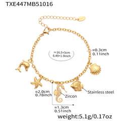 18K Gold-Plated Seahorse Charm Necklace & Bracelet