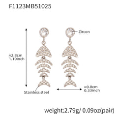 18K Gold-Plated Fishbone Earrings and Ear Cuff