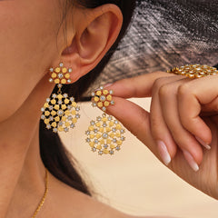 Cubic Zirconia Floral Earrings, Necklace & Ring