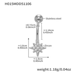 Cubic Zirconia Heart and Ball Navel Jewelry