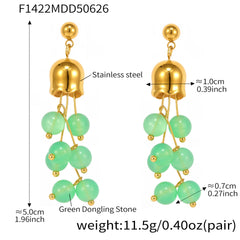 Aventurine or Pearl-Look Floral Drop Earrings