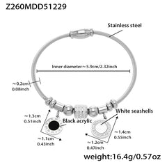 Polished Enamel or Coin Detail Bangle Bracelet
