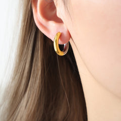 Two-Tone Rounded Hoop Earrings
