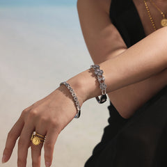 18K Gold-Plated Heart-Petal Clover Clasp Bracelet