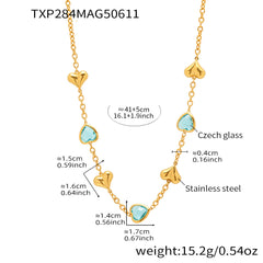 18K Gold-Plated Heart Glass Necklace, Bracelet or Earrings