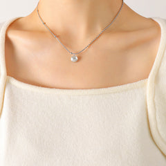 Polished Coin Pendant Mixed-Chain Necklace