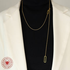 Long Geometric Sliding Lariat Necklace