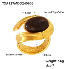 Tiger Eye Open Ring and Hoop Earrings