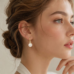 Cubic Zirconia & Shell Pearl-Look Drop Earrings