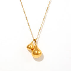 Double Teardrop Long Pendant Necklace