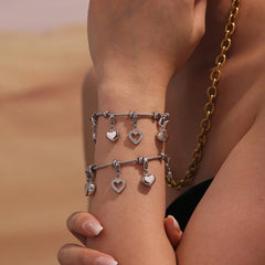 Cubic Zirconia Heart Charm Bracelet or Pendant