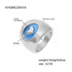 18K Gold-Plated Enamel Heart Signet Ring