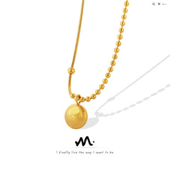 Polished Coin Pendant Mixed-Chain Necklace