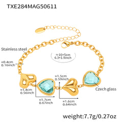 18K Gold-Plated Heart Glass Necklace, Bracelet or Earrings