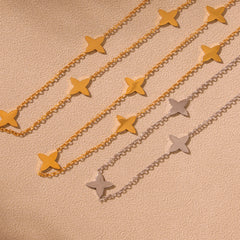 Cubic Zirconia Clover & Bead Layered Necklaces