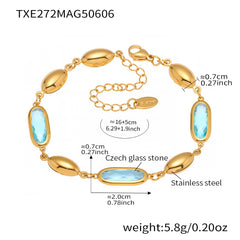 Faceted Oval Glass Link Bracelet