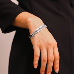 18K Gold-Plated Zipper-Texture Bangle Bracelet