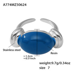 Oval Resin Color Accent Ring