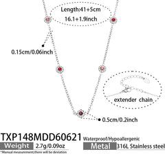 18K Gold-Plated Color Cubic Zirconia Station Jewelry