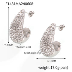 Sparkling Teardrop Earrings or Rectangle Pendant Necklace
