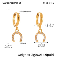 Gold-Tone Cubic Zirconia Horseshoe Charm Earrings