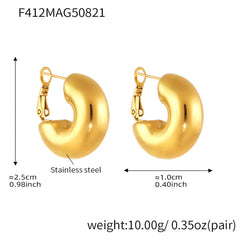 18K Gold-Plated Hollow Rounded C-Hoop Earrings