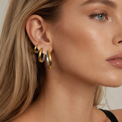 Rounded Polished Hoop Earrings