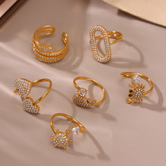 Cubic Zirconia Motif Open Rings