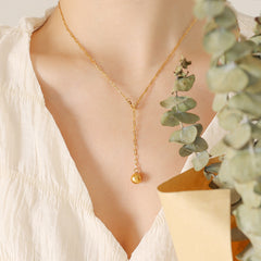 Round Bead Y Pendant Necklace