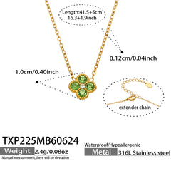 Color Four-Petal Cubic Zirconia Necklace and Earrings