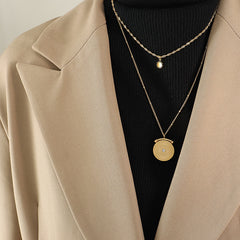 Gold-Tone Celestial Coin Layered Necklace
