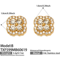 18K Gold-Plated Color Four-Petal Cubic Zirconia Jewelry