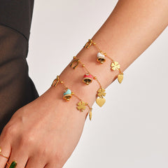 18K Gold-Plated Enamel Bell Necklace or Bracelet