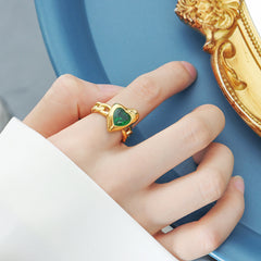 Heart Stone Chain-Link Ring