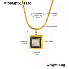 Gold-Tone Square Shell or Malachite Pendant Necklace
