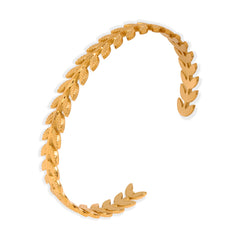Leaf-Link Open Cuff Bracelet