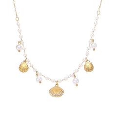 Pearl-Look Shell Charm Necklace