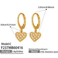 18K Gold-Plated Heart Charm Hoop Earrings