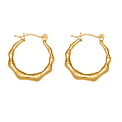 Bamboo-Style Textured Hoop Earrings