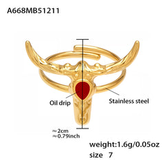 18K Gold-Plated Bull Head Open Ring