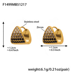 18K Gold-Plated Cubic Zirconia Triangle Stud Earrings