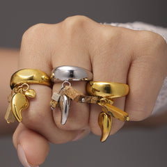 Sculptural Charm-Accent Ring