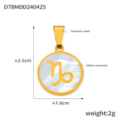 Gold-Tone Shell Zodiac Pendant Charm